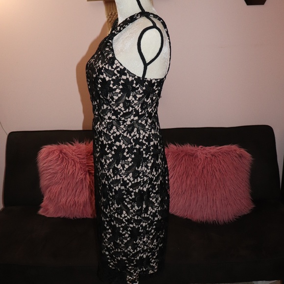 Club Monaco Black Floral Lace Midi Pencil Dress - Picture 3 of 7